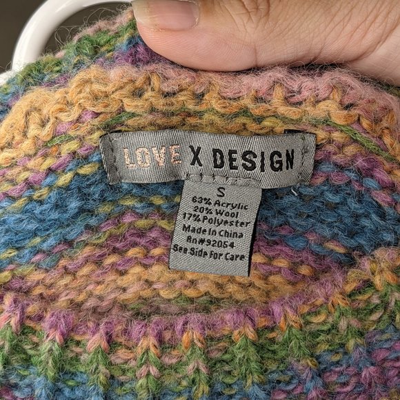 Love by Design Rainbow Wool Blend Knit Sweater Size Small - Picture 6 of 6
